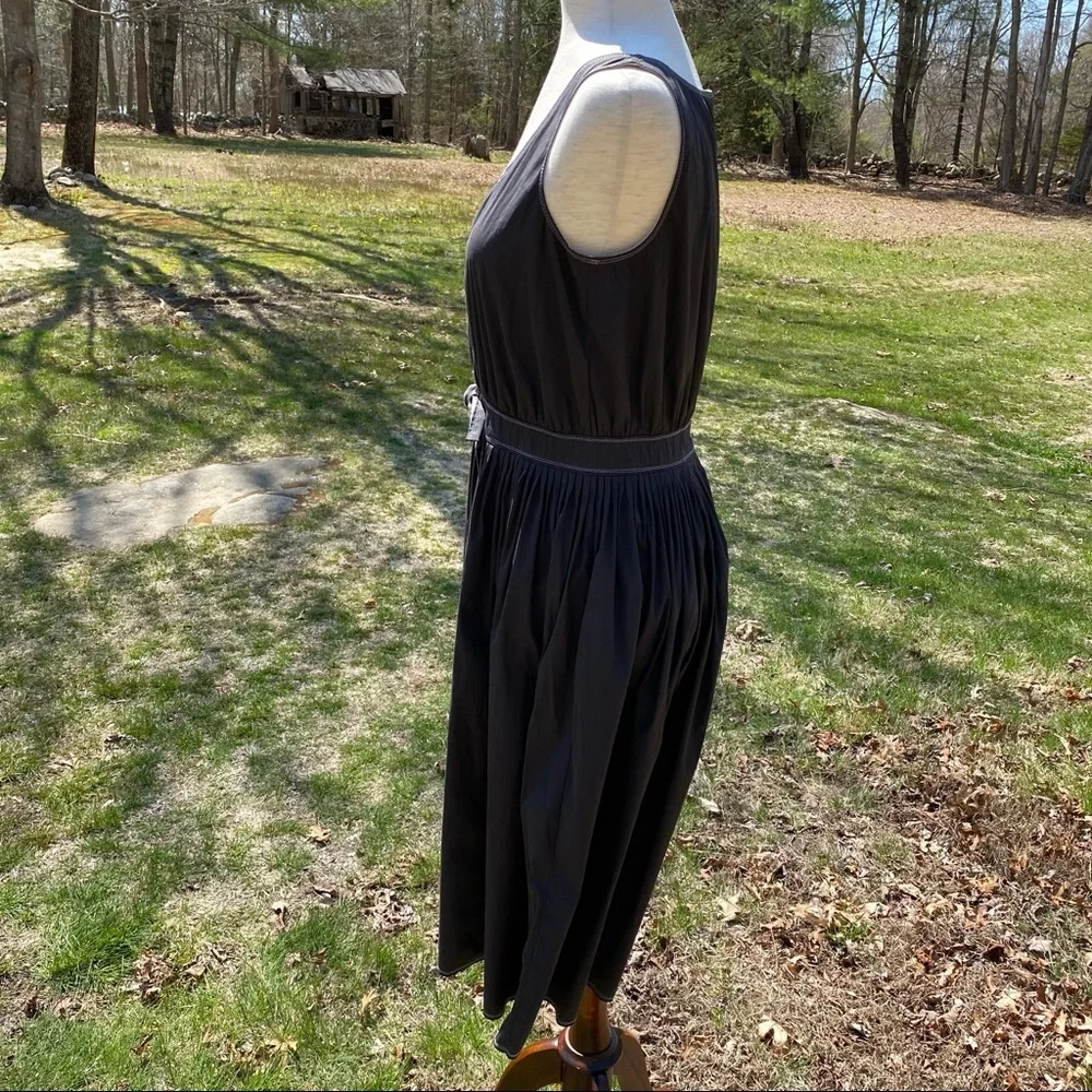 JIL SANDER DRESS SHIFT SLEEVELESS SCOOP NECK GRAY BOW Size 4 ITALY 36
